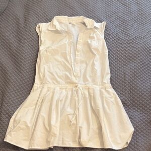 White Sleeveless Button-Down Dress